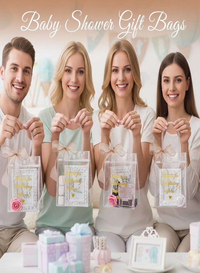 هينويسو 50 قطعة أكياس هدايا صغيرة شفافة مقاس 5 بوصات مع مقبض وشريط، أكياس بلاستيكية شفافة قابلة لإعادة الاستخدام لتوزيع الهدايا وتغليف الحلوى وحفلات الزفاف وأعياد الميلاد وحفلات استقبال المولود (6 × 5.1 × 2.8 بوصة) - Image 5